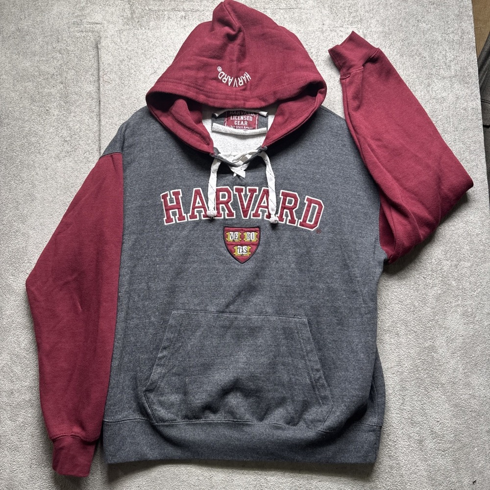 Harvard University Gray‎ Burgundy Hoodie Large Licensed College Pullover